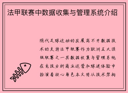 法甲联赛中数据收集与管理系统介绍